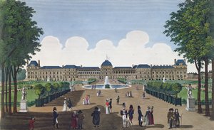 ट्यूलरीज एंड ट्यूलरीज गार्डन, c.1815-20 (रंग उत्कीर्णन) द्वारा हेनरी कौरवोइज़ियर-वोइसिन